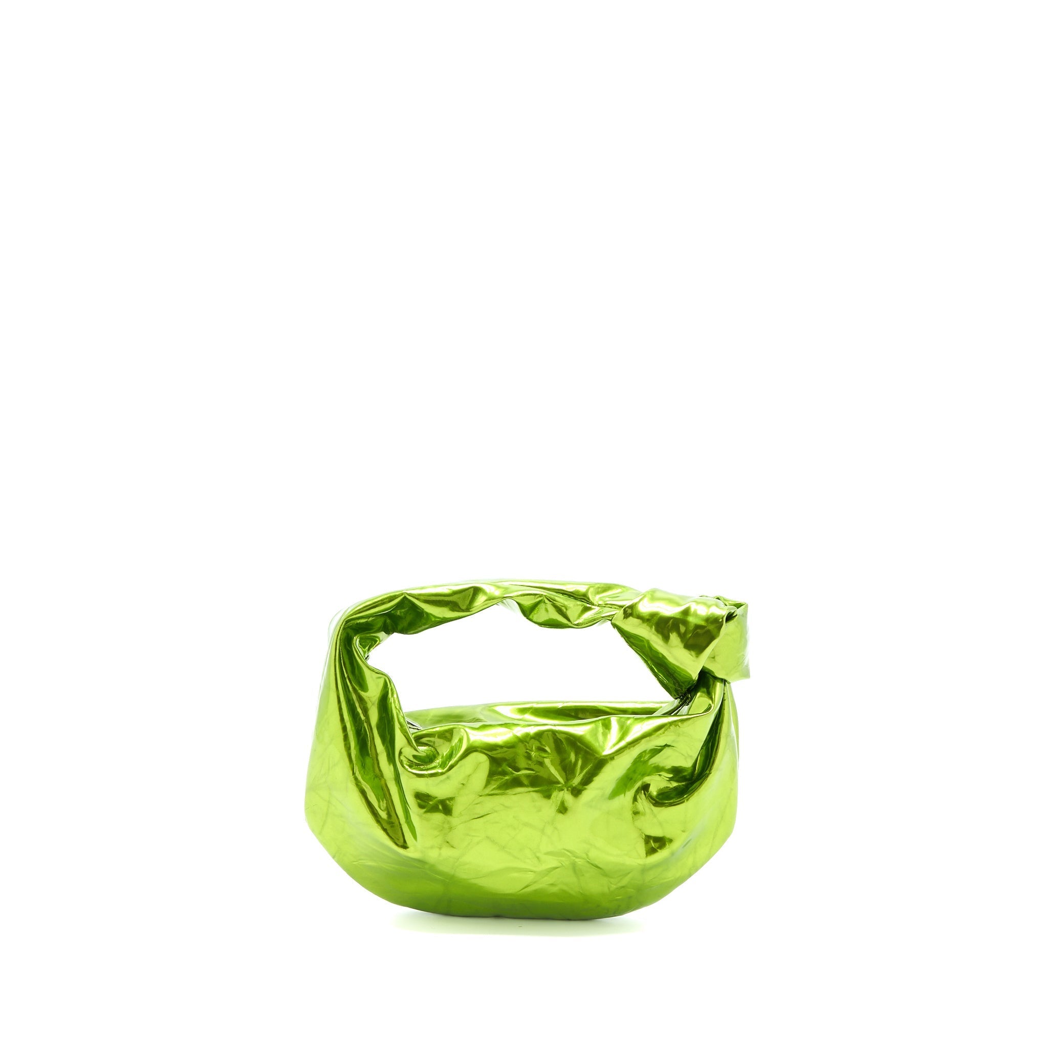 BOTTEGA VENETA MINI JODIE KNOTTED METALLIC GREEN SHW