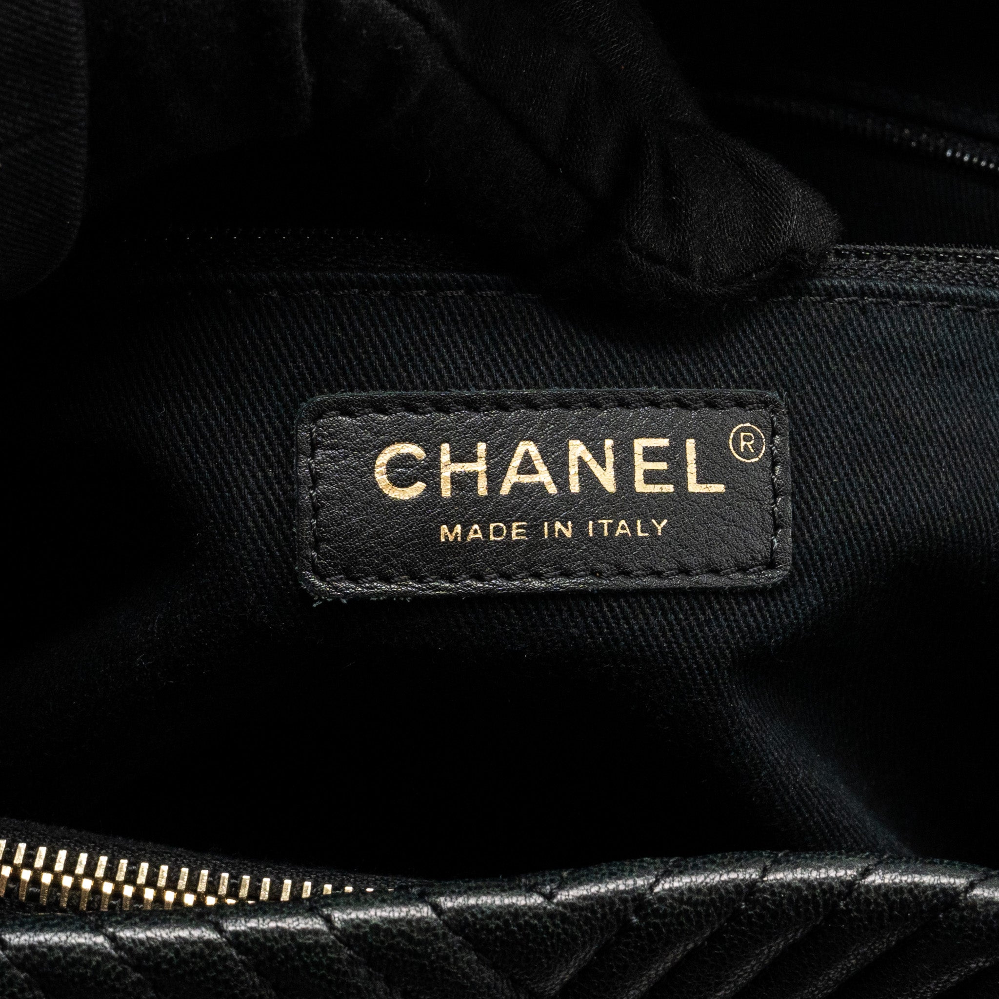 CHANEL CHEVRON SHOPPING TOTE BAG GOATSKIN BLACK GHW