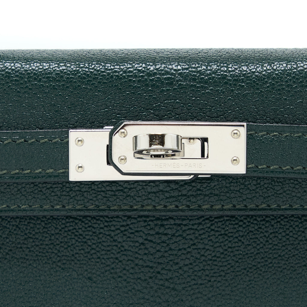 HERMES MINI KELLY II CHEVRE MYSORE VERT TITIEN/BLEU ATOLL SHW