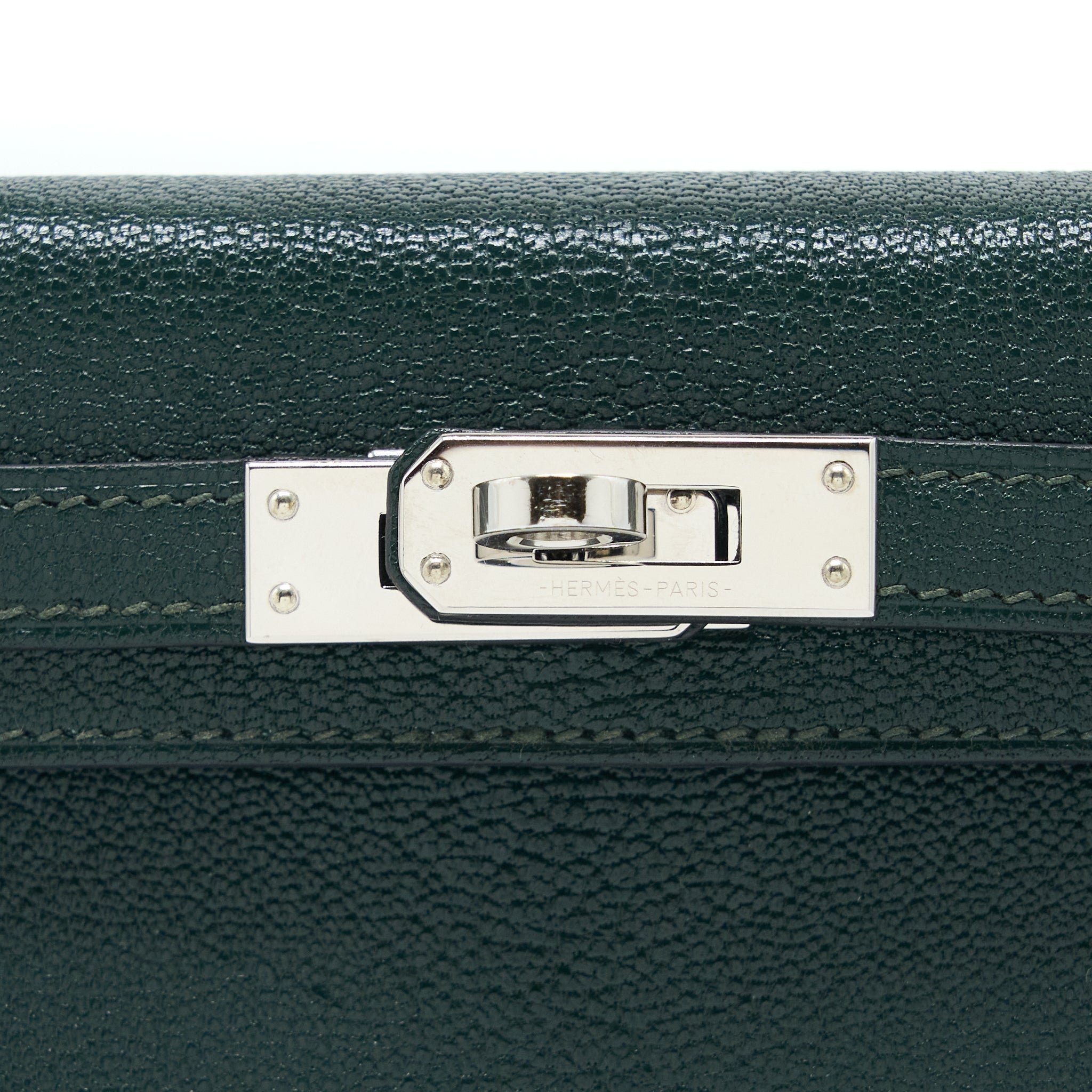 HERMES MINI KELLY II CHEVRE MYSORE VERT TITIEN/BLEU ATOLL SHW