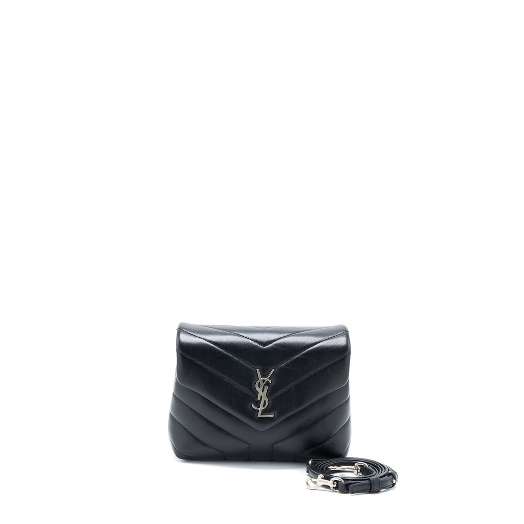 SAINT LAURENT LOULOU TOY STRAP BAG CALFSKIN BLACK SHW