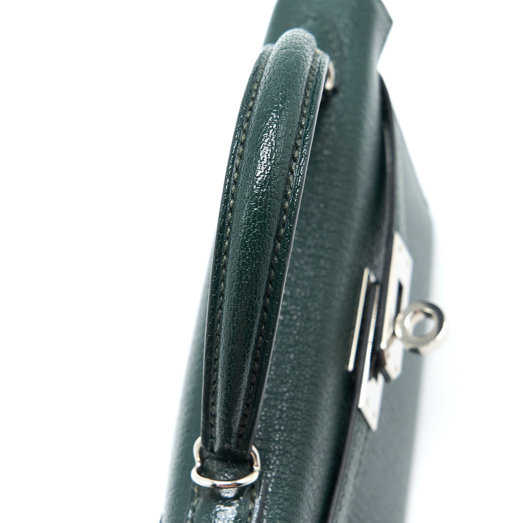 HERMES MINI KELLY II CHEVRE MYSORE VERT TITIEN/BLEU ATOLL SHW