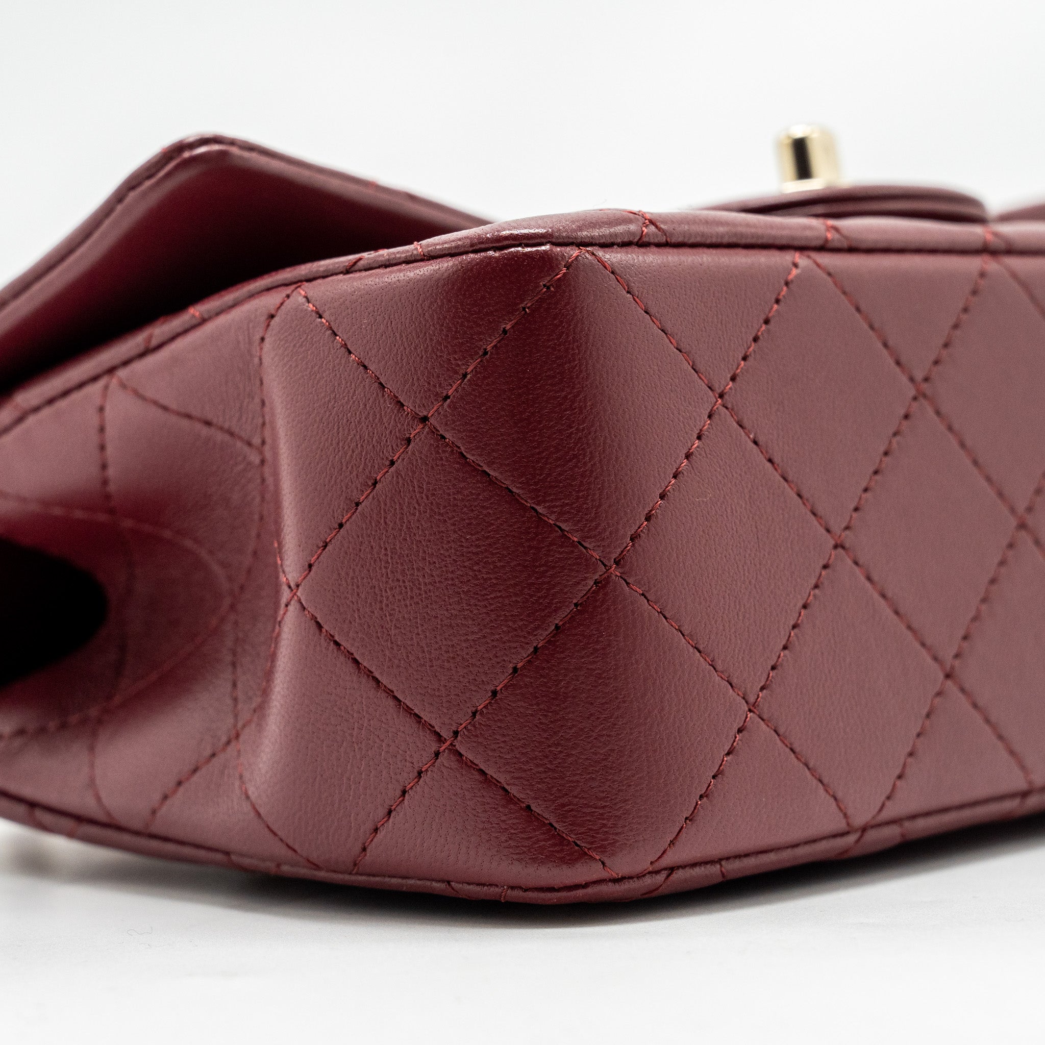 CHANEL TOP HANDLE MINI RECTANGULAR FLAP BAG LAMBSKIN BURGUNDY LGHW (MICROCHIP)