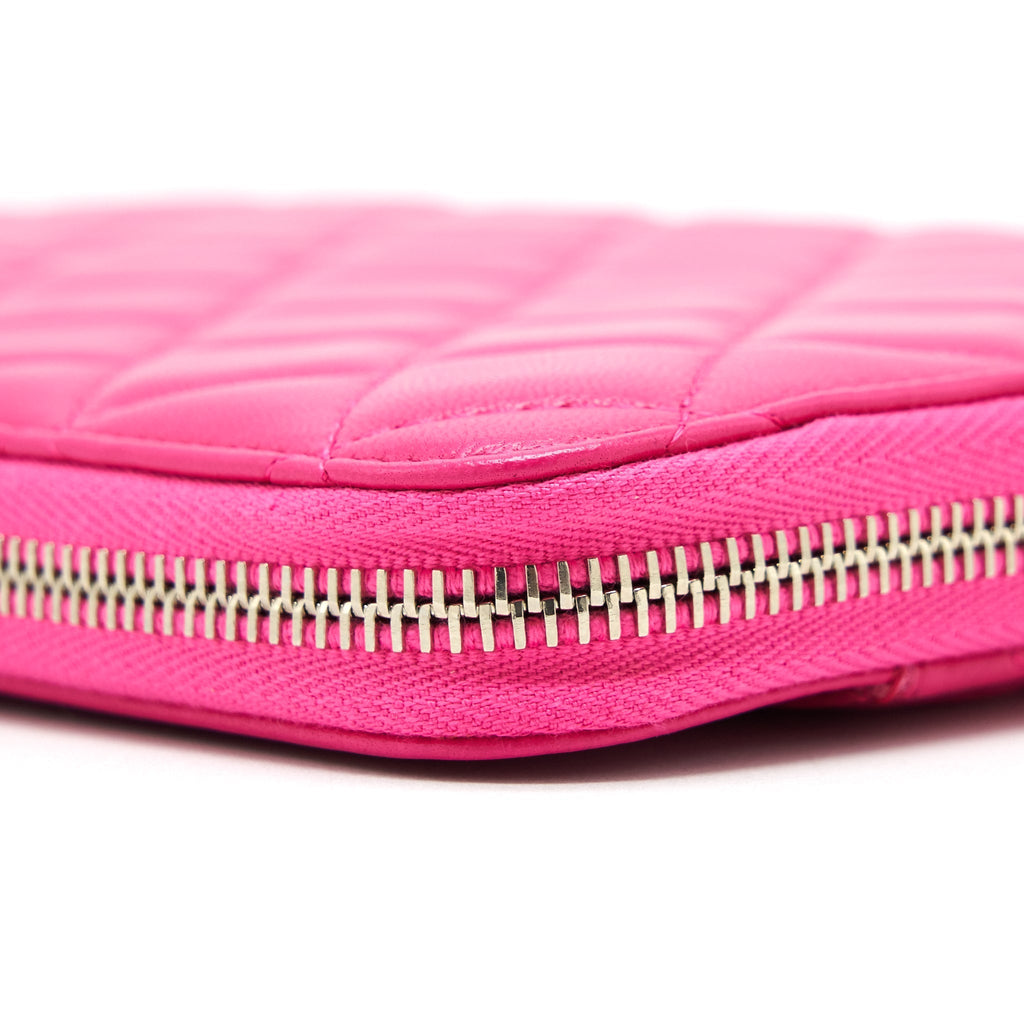 CHANEL QUILTED ZIPPER CLUTCH LAMBSKIN PINK SHW