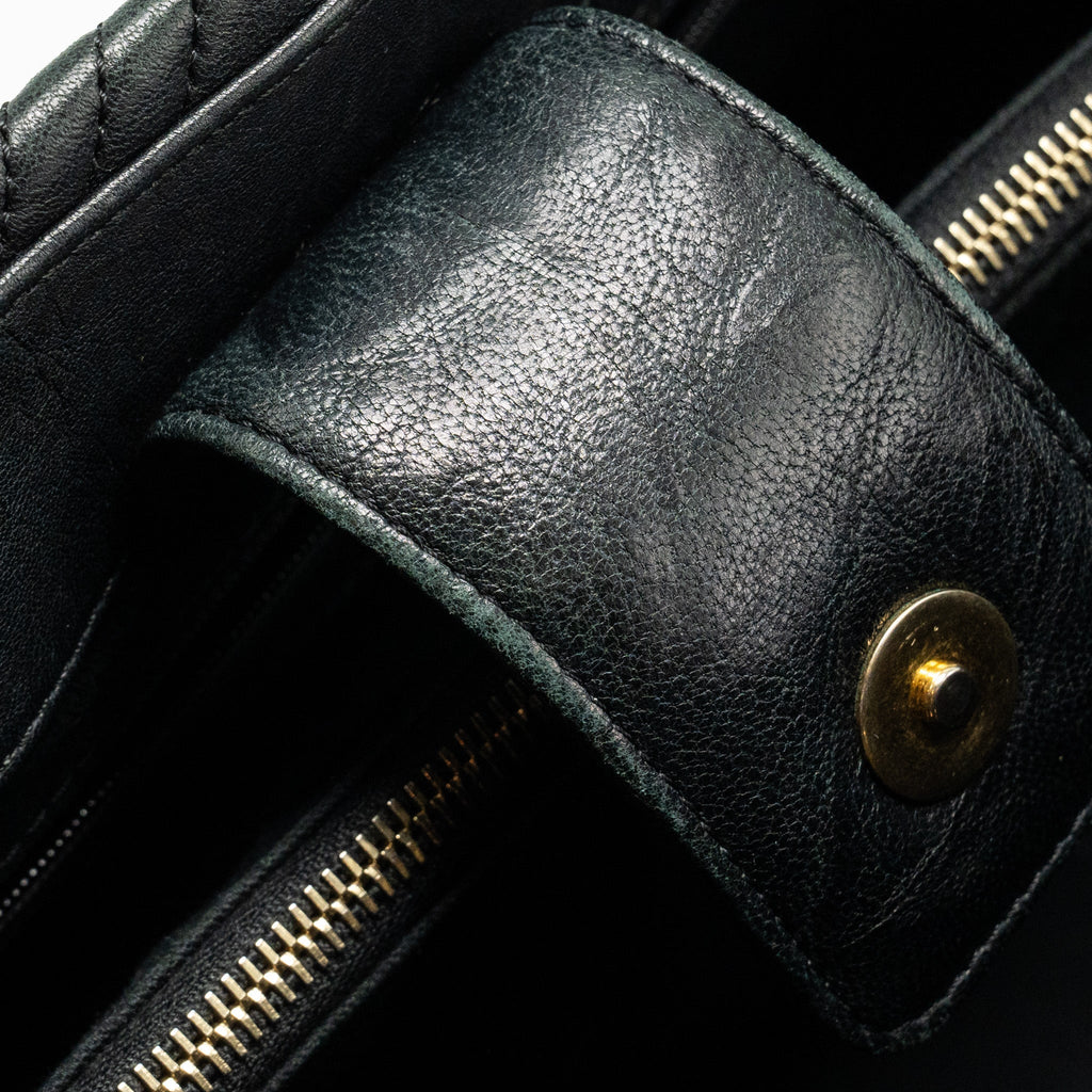 CHANEL CHEVRON SHOPPING TOTE BAG GOATSKIN BLACK GHW