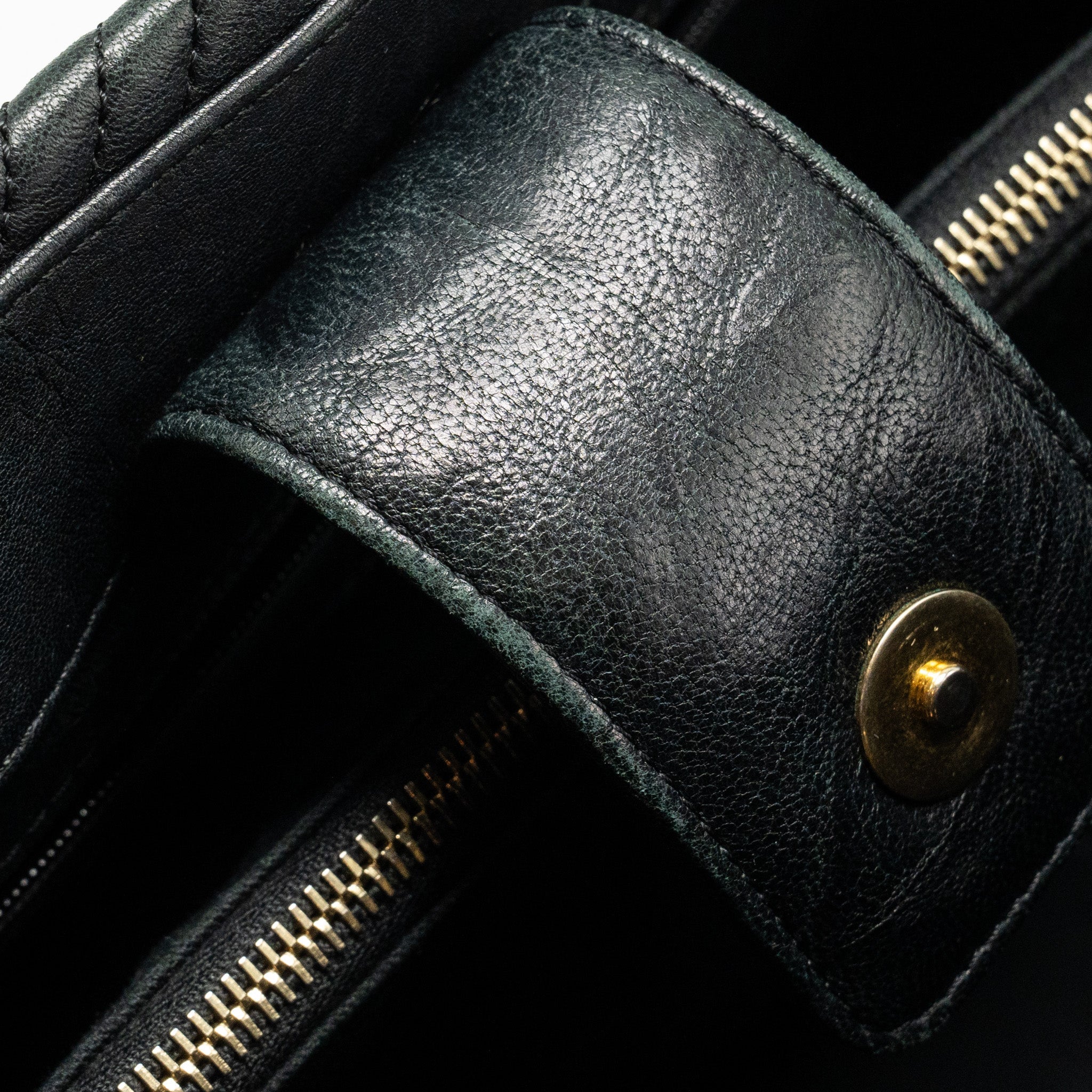 CHANEL CHEVRON SHOPPING TOTE BAG GOATSKIN BLACK GHW
