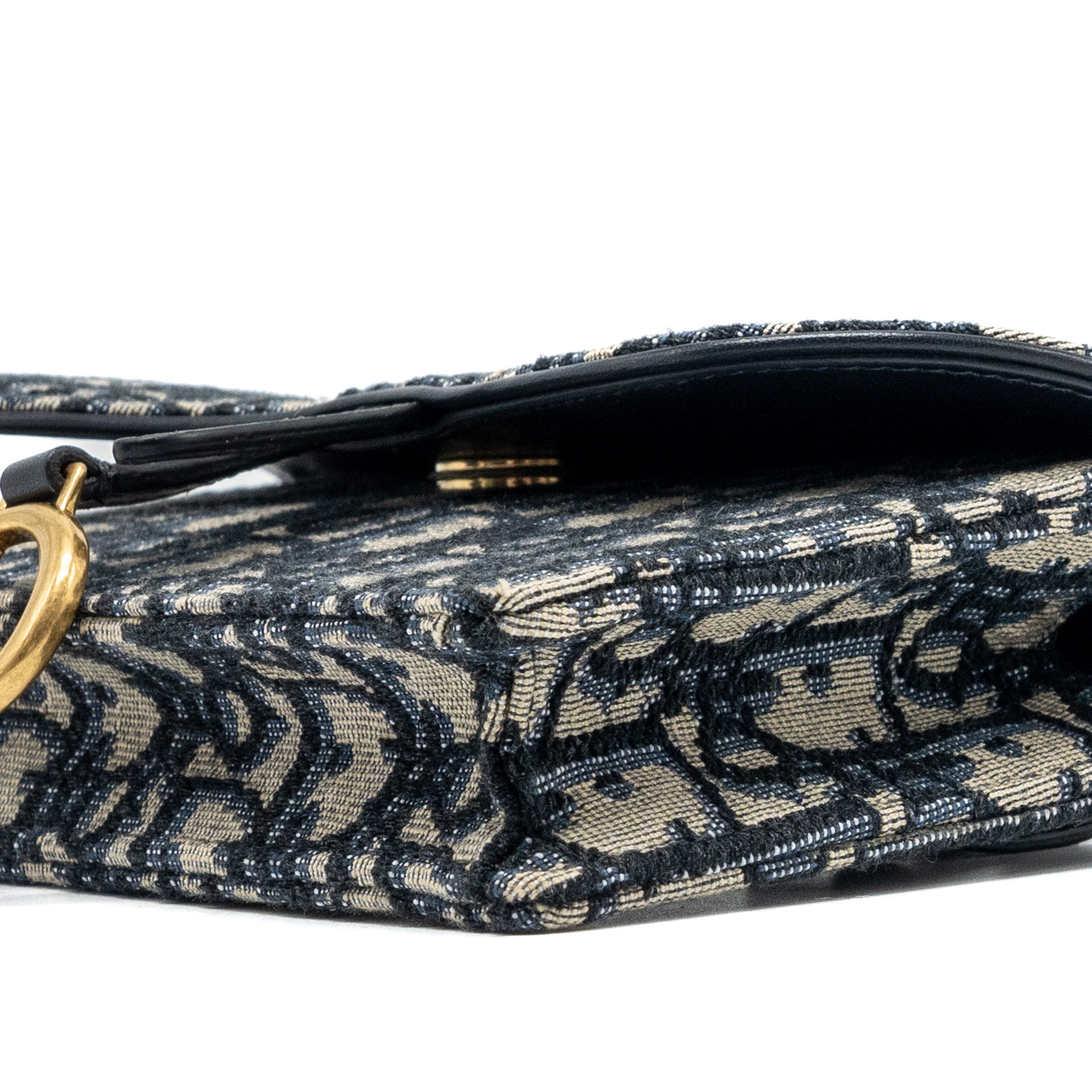 DIOR SADDLE BELT POUCH OBLIQUE JACQUARD BLUE GHW