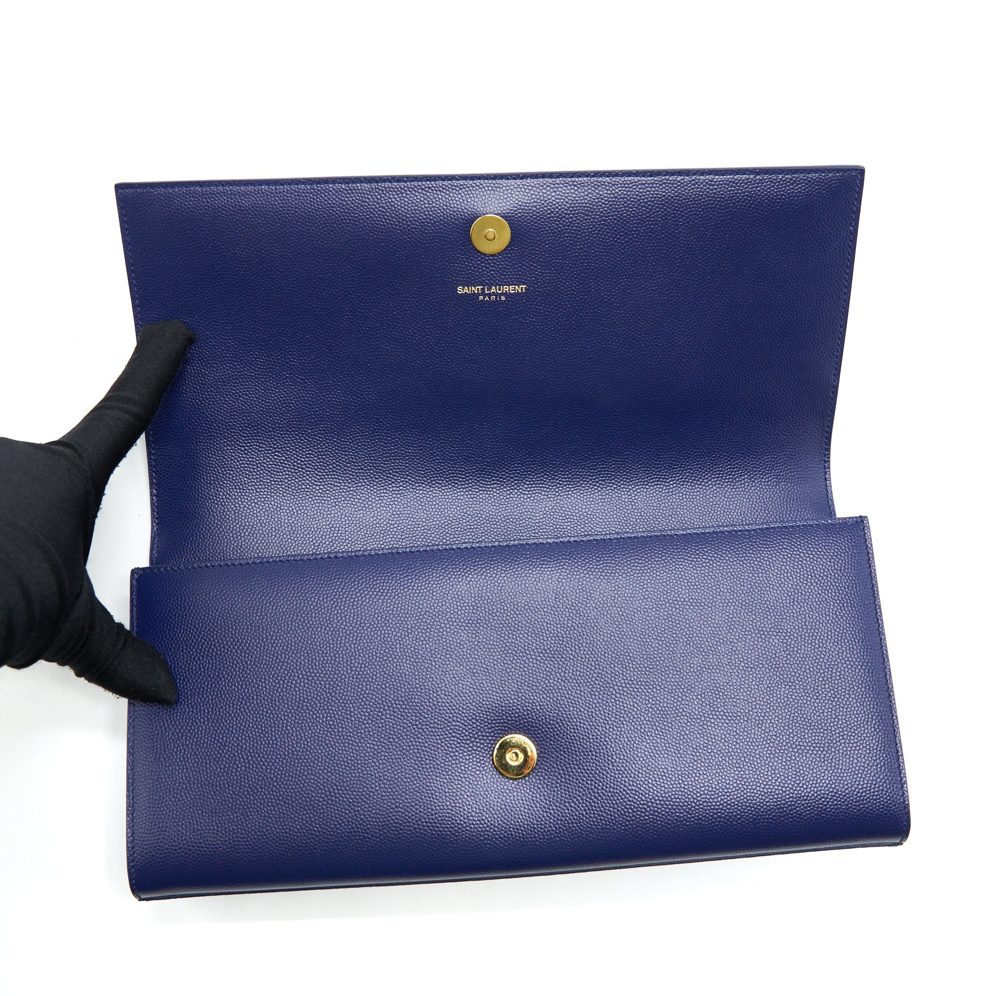 SAINT LAURENT/ YSL CLUTCH CAVIAR BLUE GHW