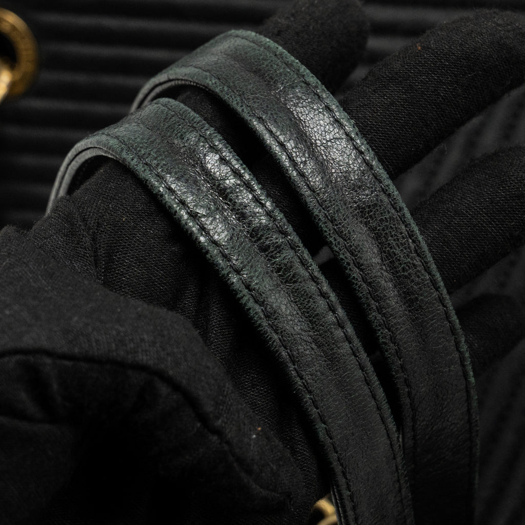 CHANEL CHEVRON SHOPPING TOTE BAG GOATSKIN BLACK GHW