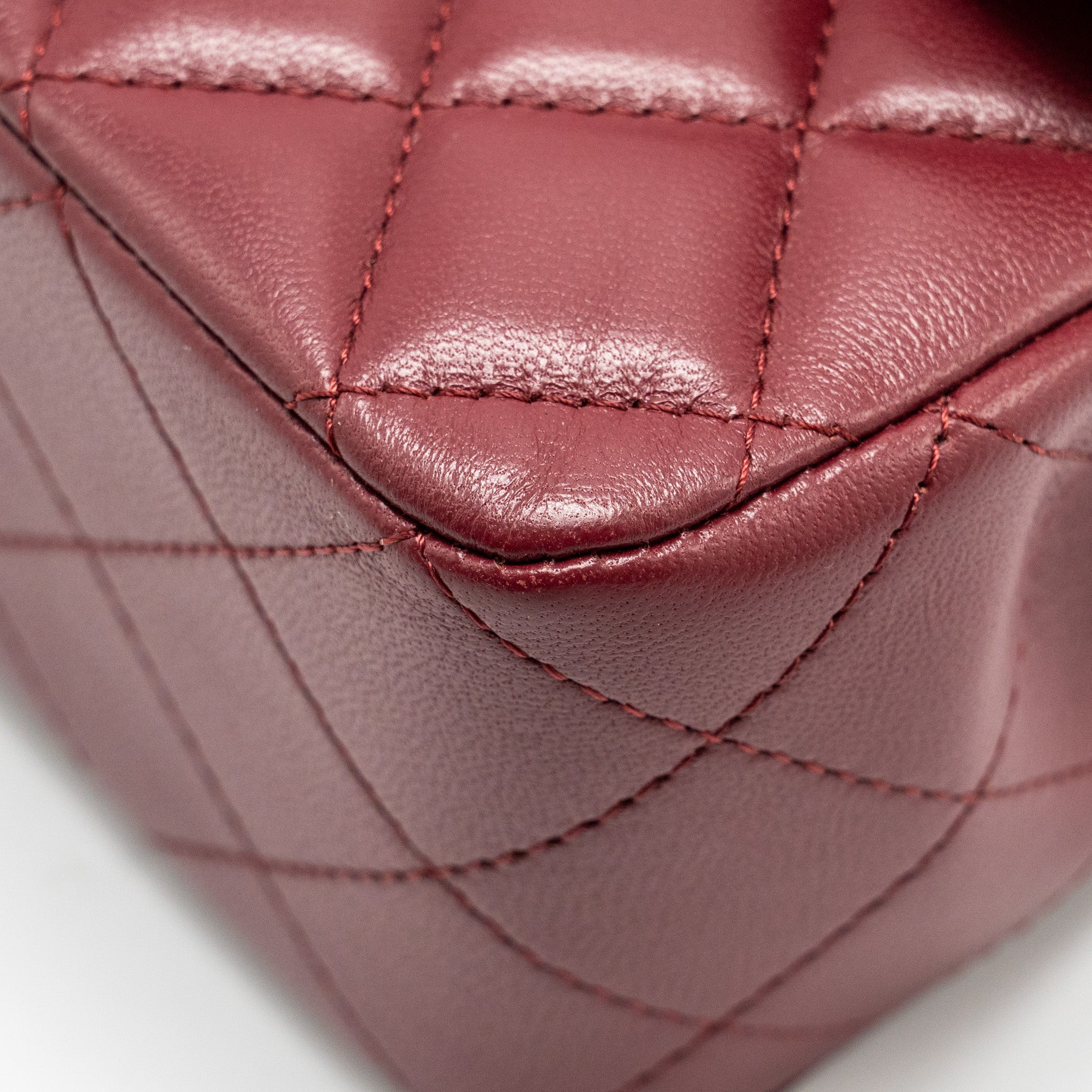 CHANEL TOP HANDLE MINI RECTANGULAR FLAP BAG LAMBSKIN BURGUNDY LGHW (MICROCHIP)