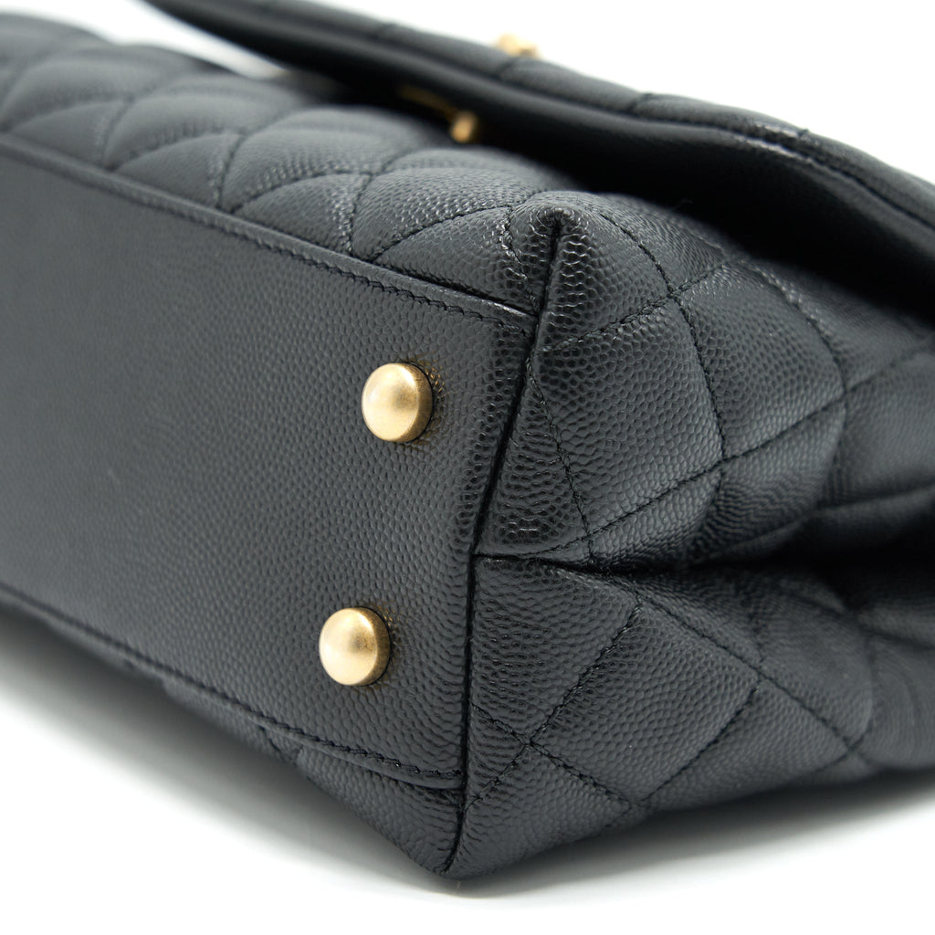 CHANEL MINI COCO HANDLE FLAP CAVIAR IN BLACK GHW