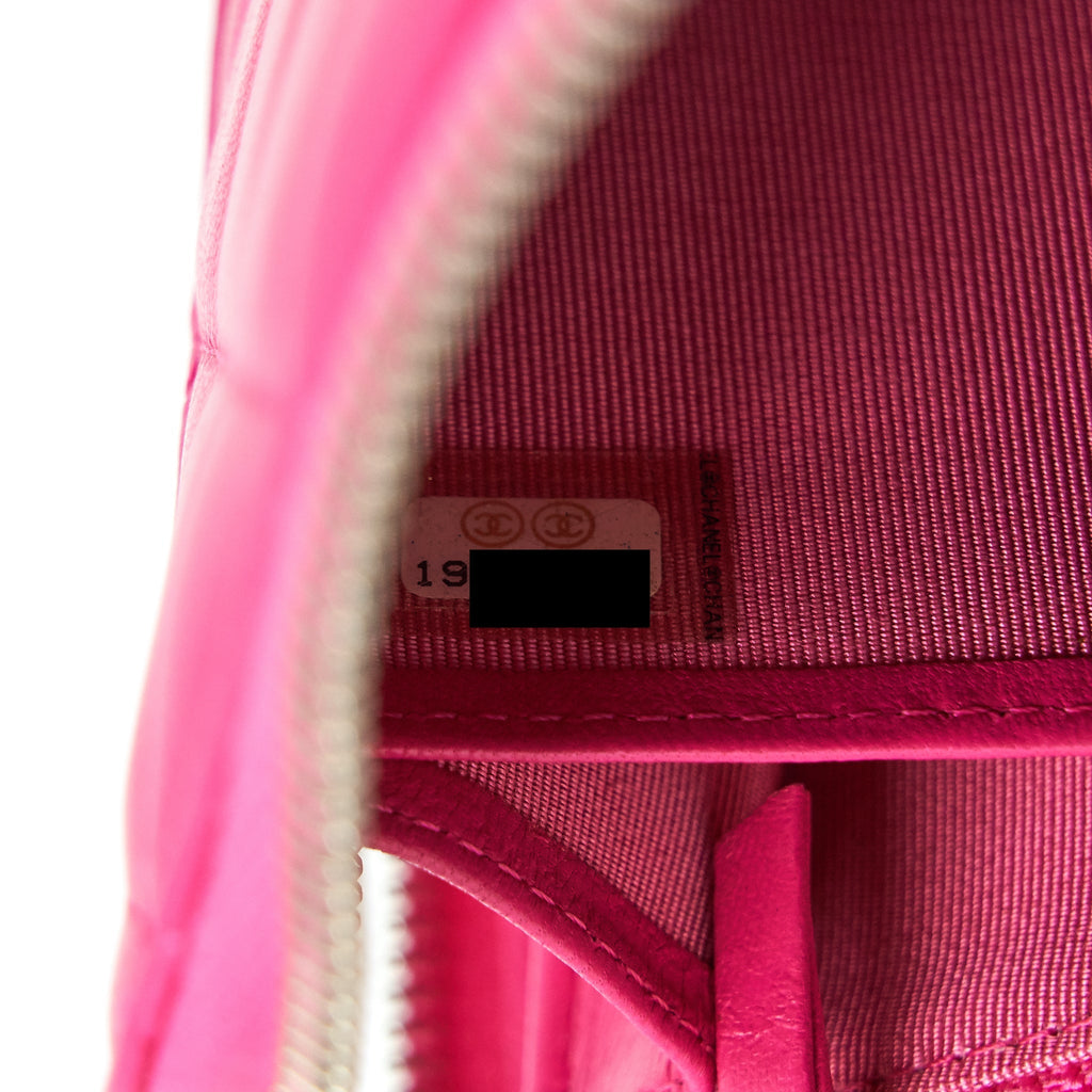 CHANEL QUILTED ZIPPER CLUTCH LAMBSKIN PINK SHW
