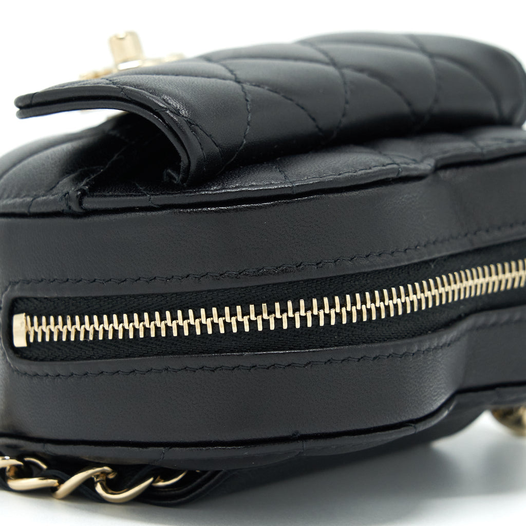 CHANEL 22S HEART BELT BAG LAMBSKIN BLACK LGHW