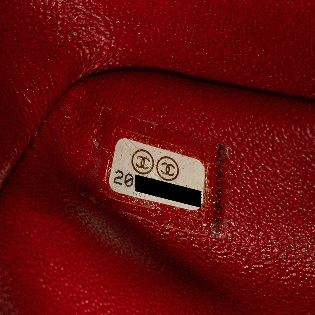 CHANEL MINI SQUARE FLAP BAG LAMBSKIN RED BLACK HARDWARE
