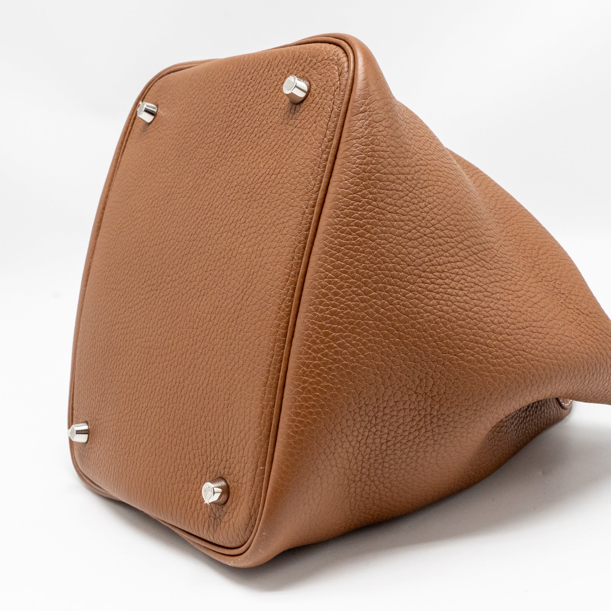 HERMES PICOTIN 22 LOCK BAG CLEMENCE/SWIFT GOLD/BLUE BRUME HANDLE SHW