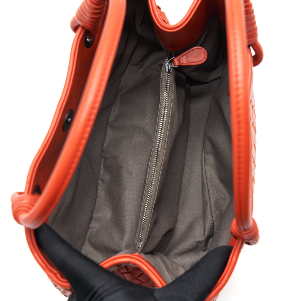 BOTTEGA VENETA TOTE BAG ORANGE RUTHENIUM GOLD HARDWARE
