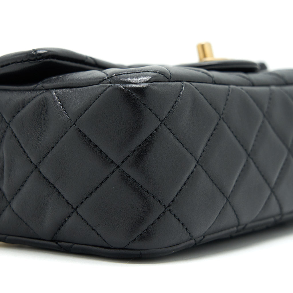 CHANEL PEARL CRUSHED MINI RECTANGULAR FLAP IN BLACK