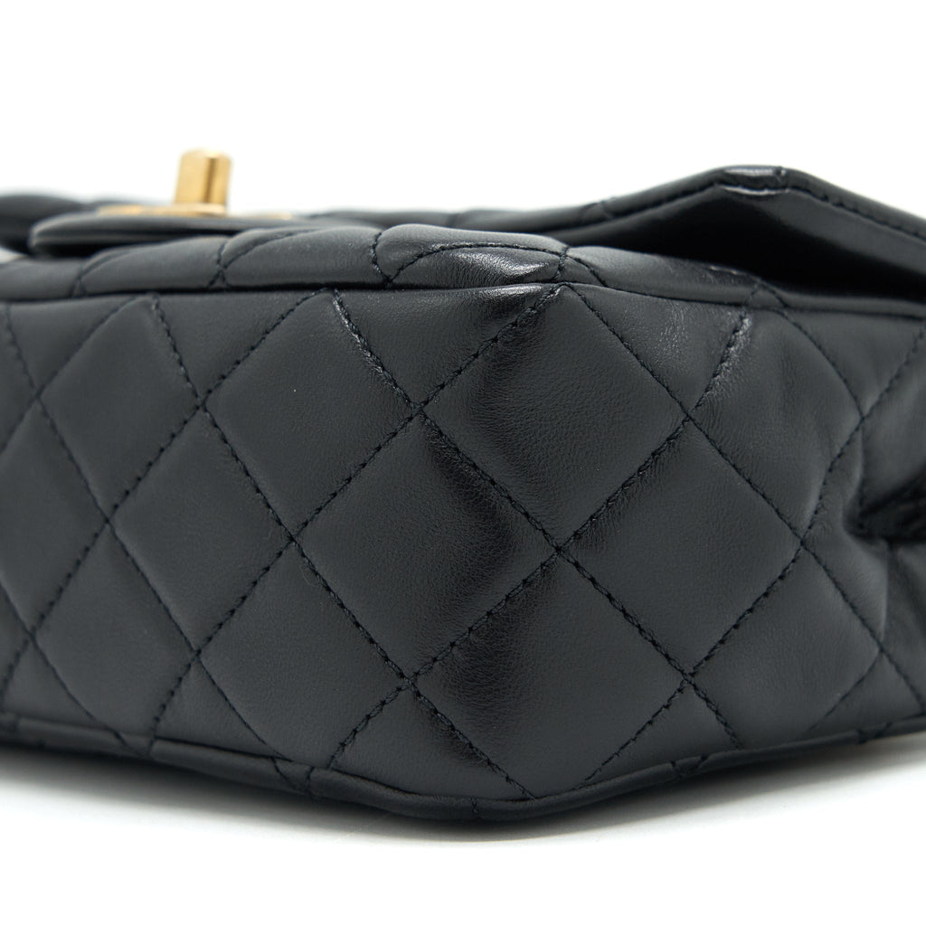CHANEL PEARL CRUSHED MINI RECTANGULAR FLAP IN BLACK