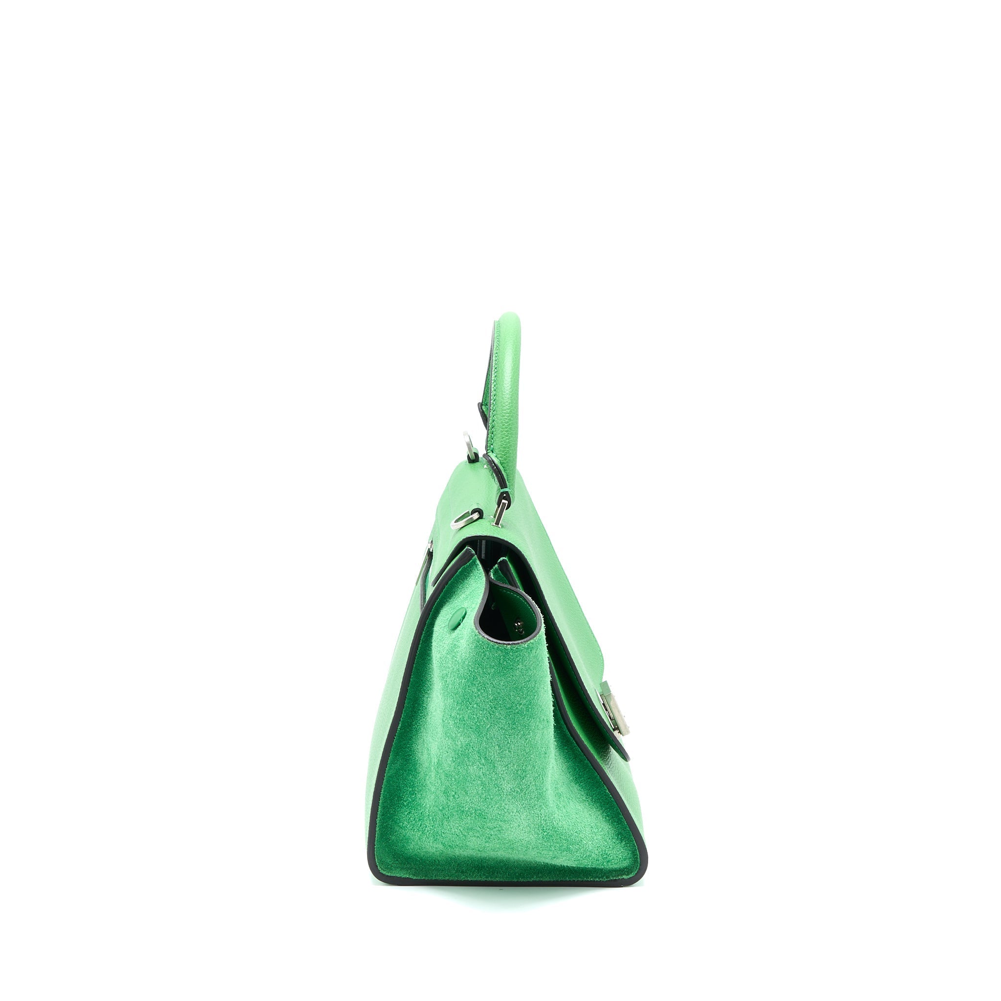 CELINE SMALL TRAPEZE BAG CALFSKIN/SUEDE GREEN SHW