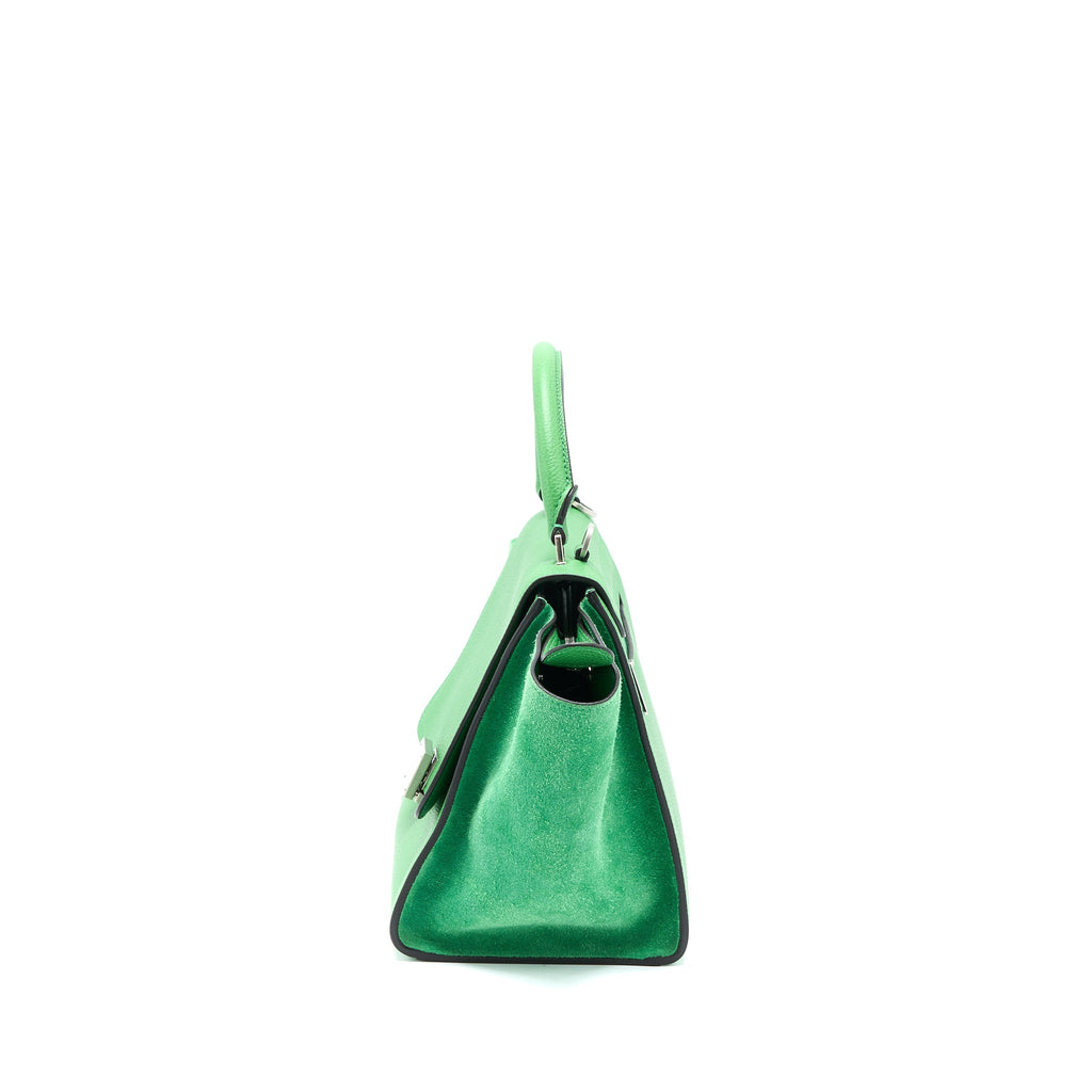 CELINE SMALL TRAPEZE BAG CALFSKIN/SUEDE GREEN SHW