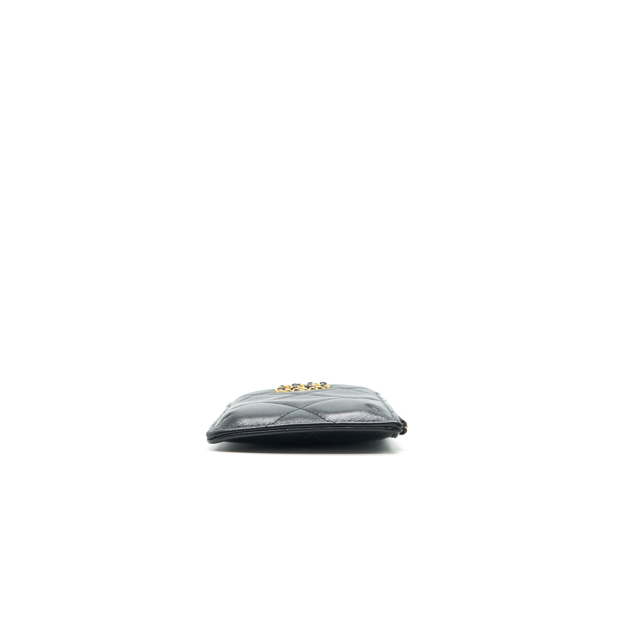 CHANEL 19 PHONE AND CARD HOLDER LAMBSKIN QUILTED BLACK