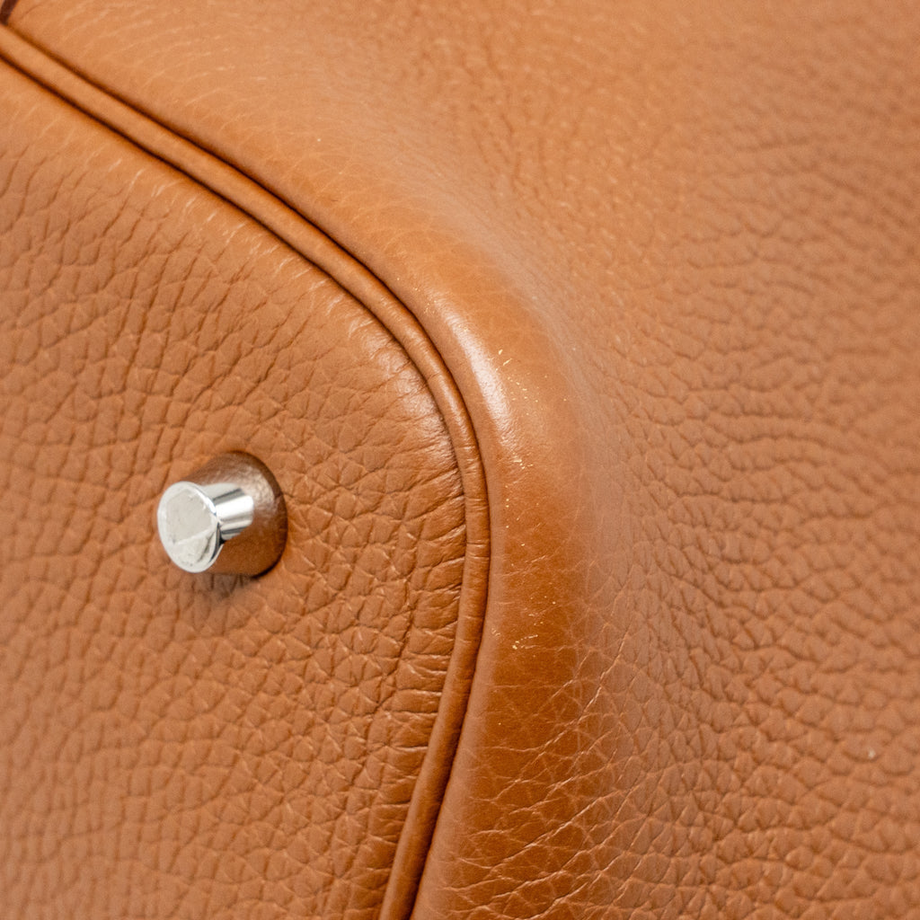 HERMES PICOTIN 22 LOCK BAG CLEMENCE/SWIFT GOLD/BLUE BRUME HANDLE SHW