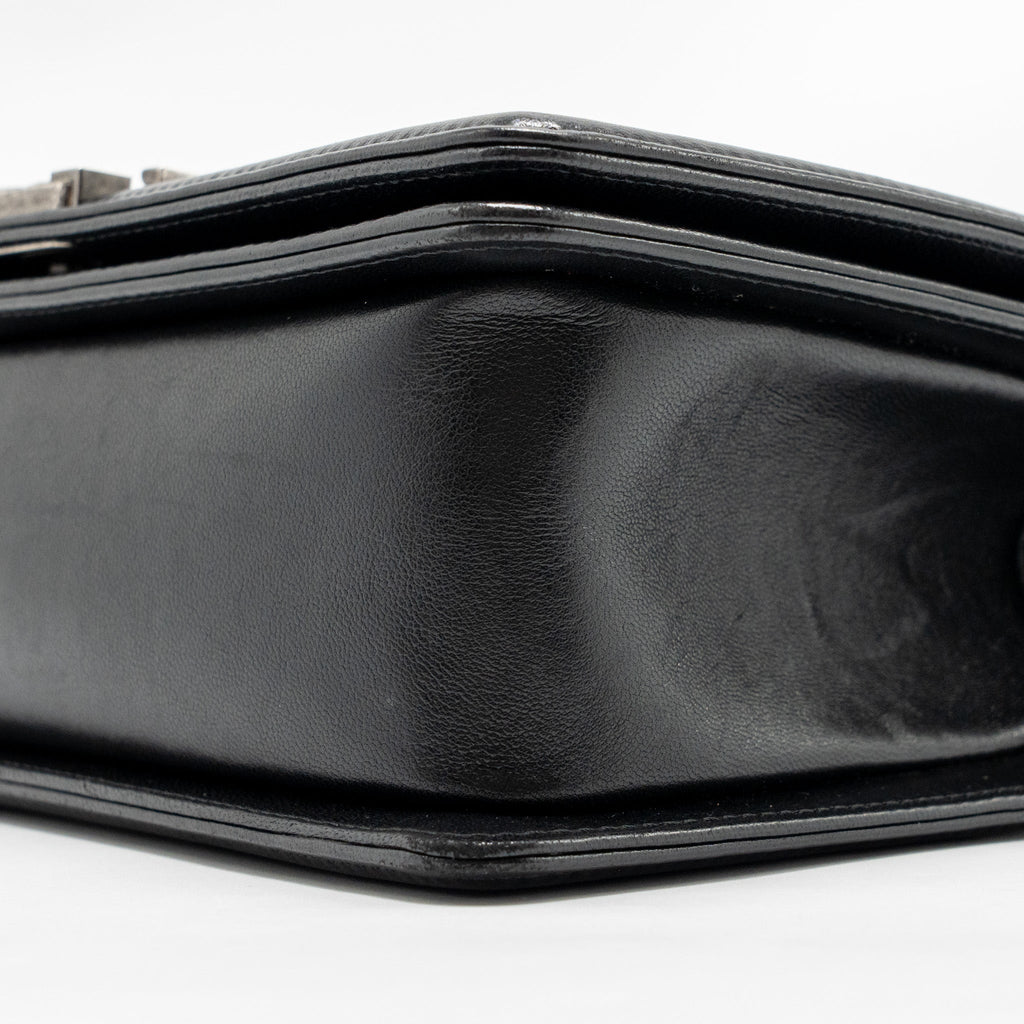 CHANEL MEDIUM BOY BAG LAMBSKIN BLACK RUTHENIUM SHW