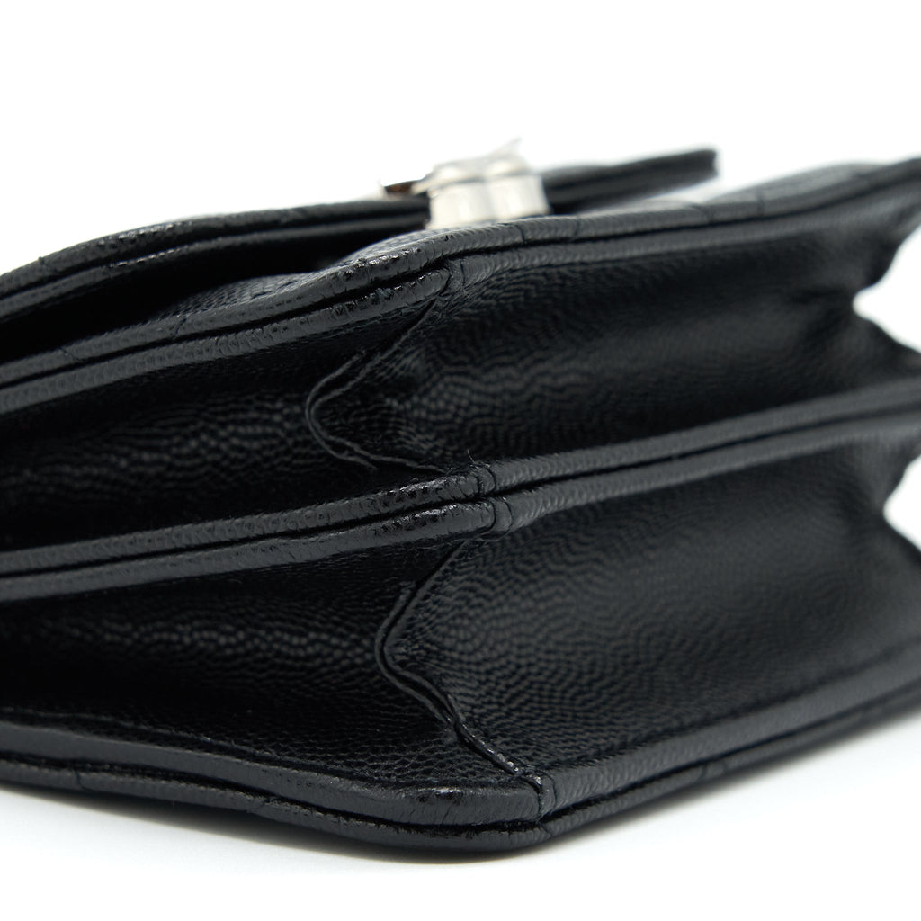 CHANEL 22S GIANT CHAIN TOP HANDLE MINI FLAP BAG CAVIAR BLACK SHW