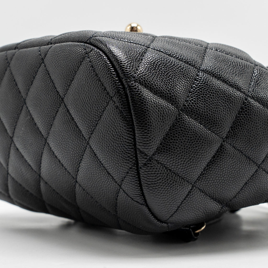 CHANEL QUILTED MINI BACKPACK CAVIAR BLACK LGHW (MICROCHIP)