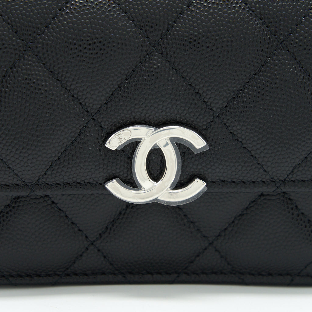 CHANEL 22S GIANT CHAIN TOP HANDLE MINI FLAP BAG CAVIAR BLACK SHW