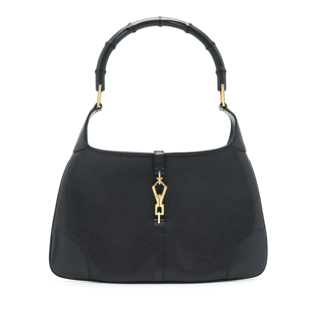GUCCI VINTAGE JACKIE WITH BAMBOO HANDLE BLACK GHW