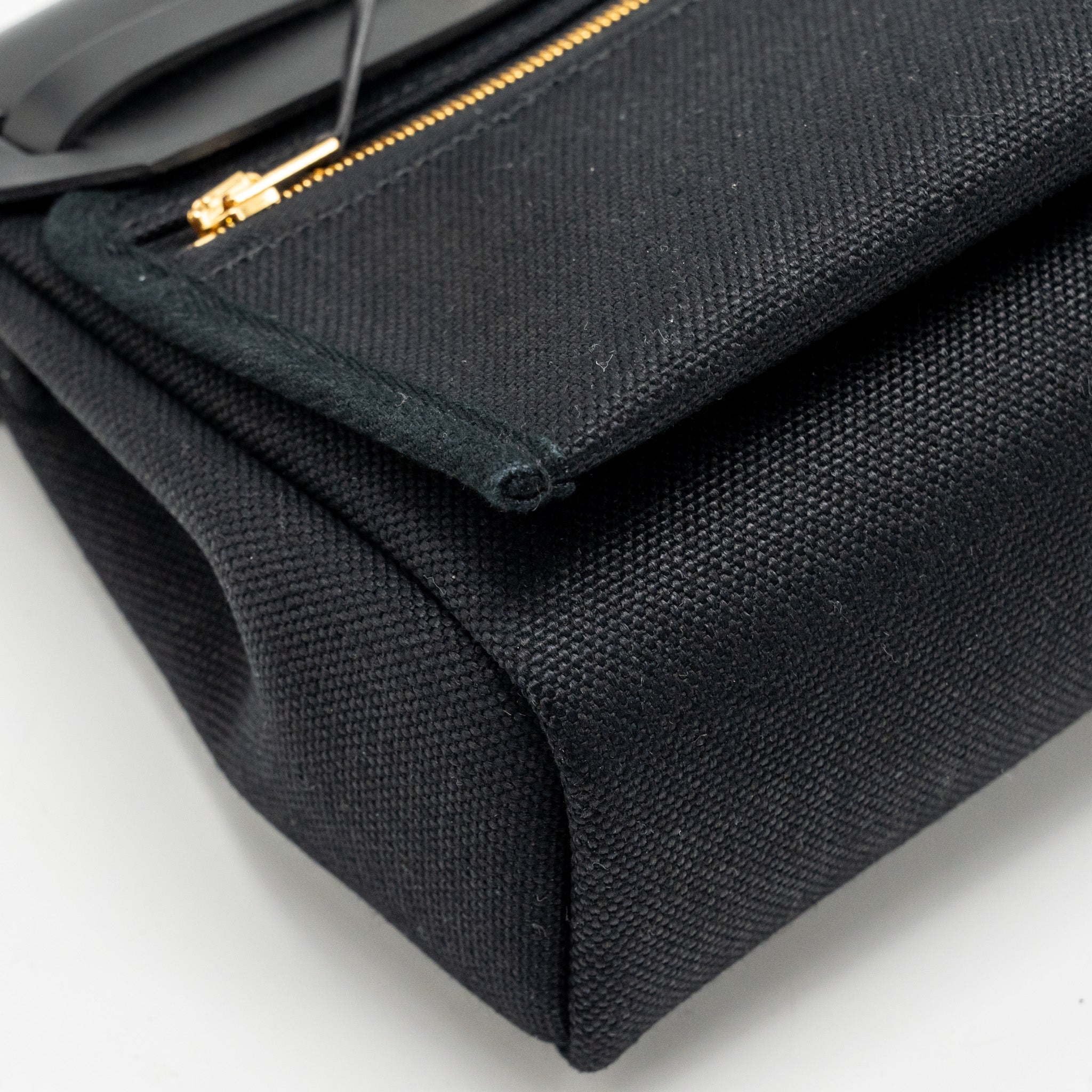 HERMES HERBAG MINI CANVAS / HUNTER LEATHER BLACK GHW