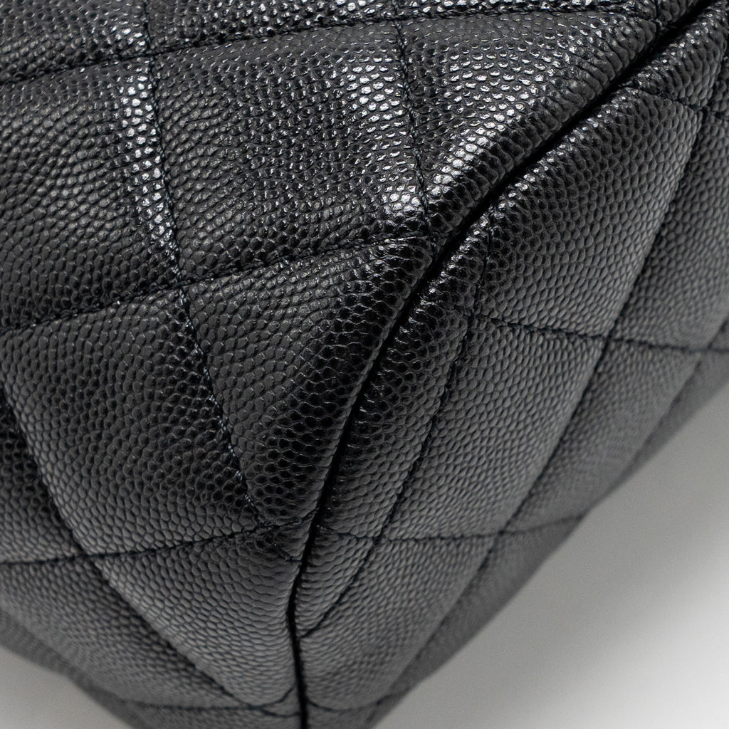 CHANEL QUILTED MINI BACKPACK CAVIAR BLACK LGHW (MICROCHIP)