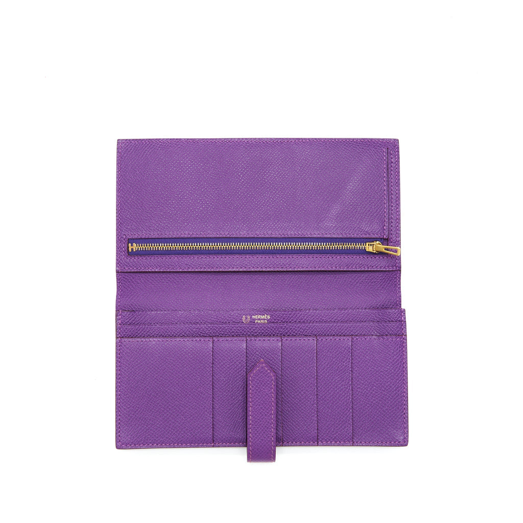 HERMES BEARN WALLET SPECIAL ORDER EPSOM MULTICOLOUR PURPLE GHW
