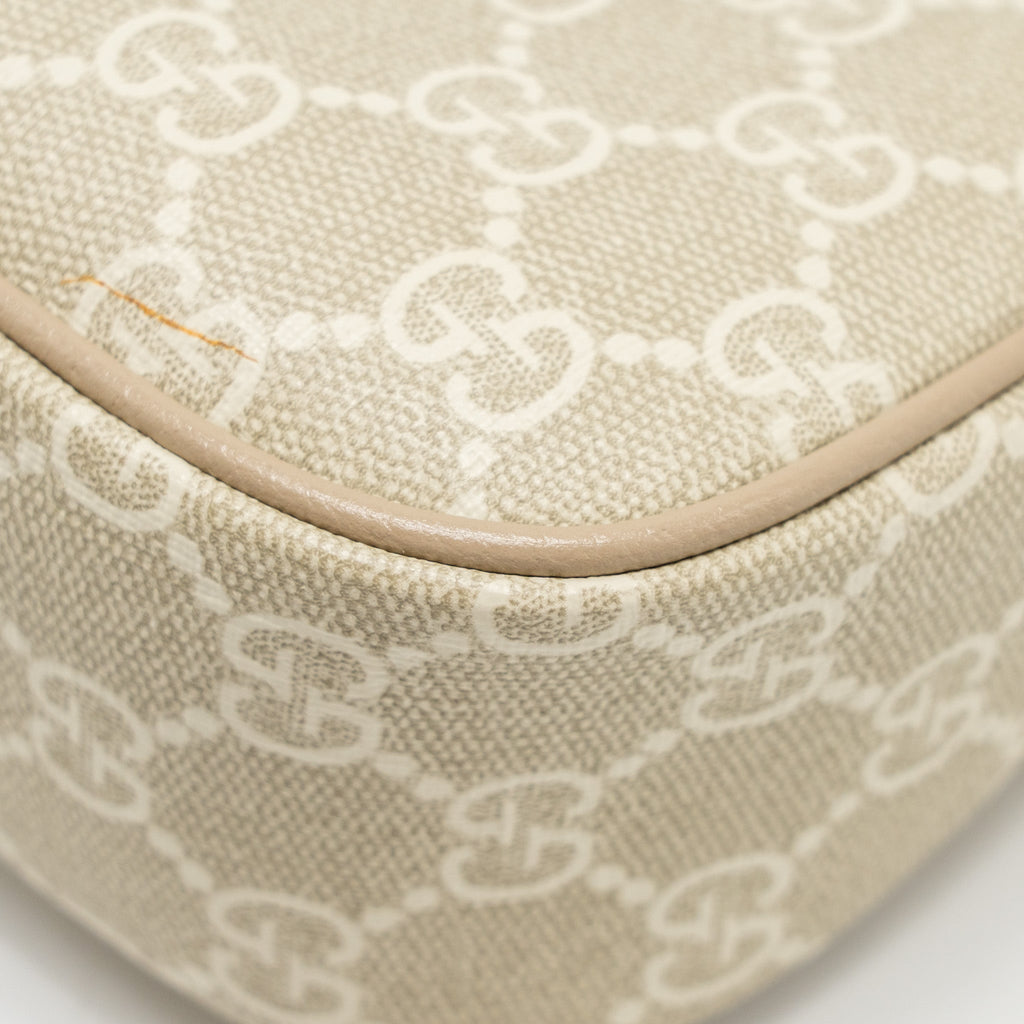 GUCCI OPHIDIA SMALL SHOULDER BAG GG SUPREME CANVAS BEIGE / WHITE GHW