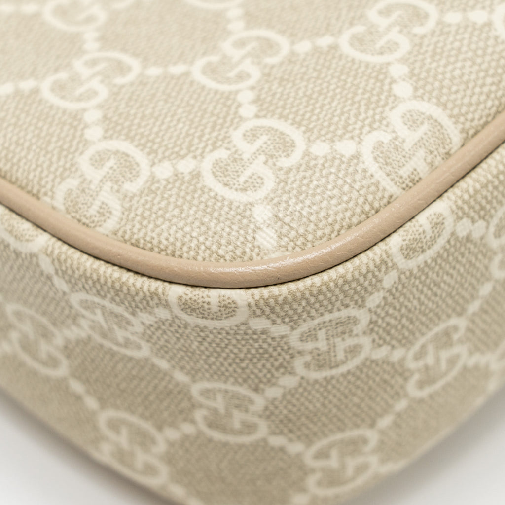 GUCCI OPHIDIA SMALL SHOULDER BAG GG SUPREME CANVAS BEIGE / WHITE GHW