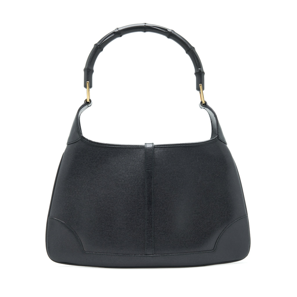 GUCCI VINTAGE JACKIE WITH BAMBOO HANDLE BLACK GHW