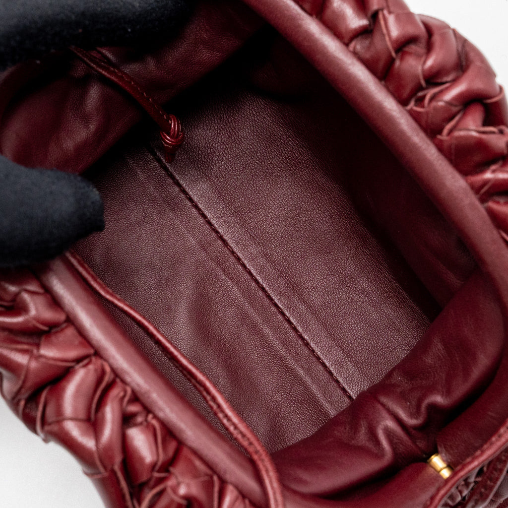 BOTTEGA VENETA MINI POUCH LAMBSKIN DARK RED GHW
