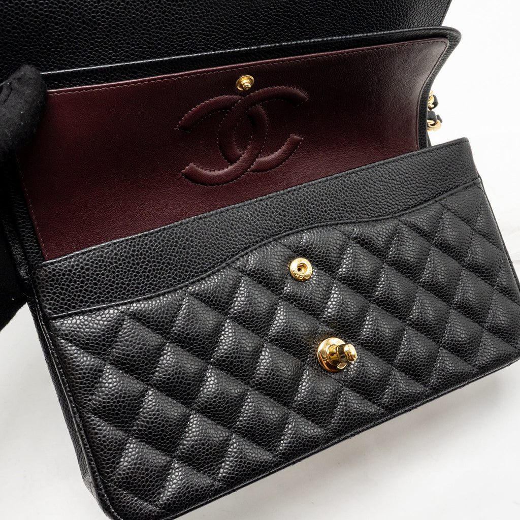 CHANEL MEDIUM CLASSIC DOUBLE FLAP BAG CAVIAR BLACK GHW
