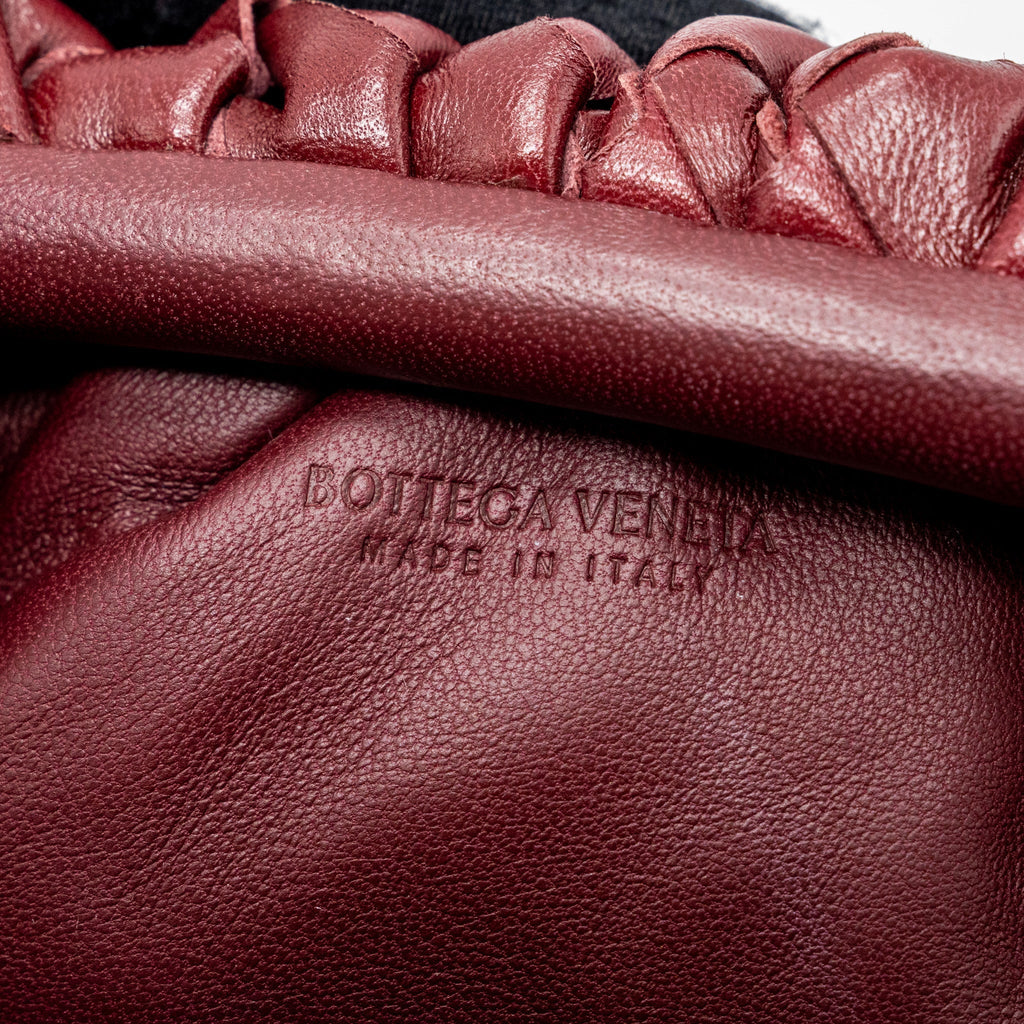 BOTTEGA VENETA MINI POUCH LAMBSKIN DARK RED GHW