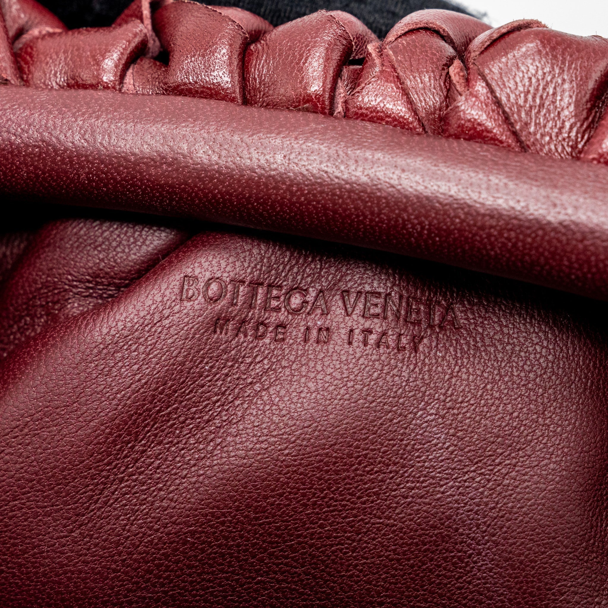 BOTTEGA VENETA MINI POUCH LAMBSKIN DARK RED GHW
