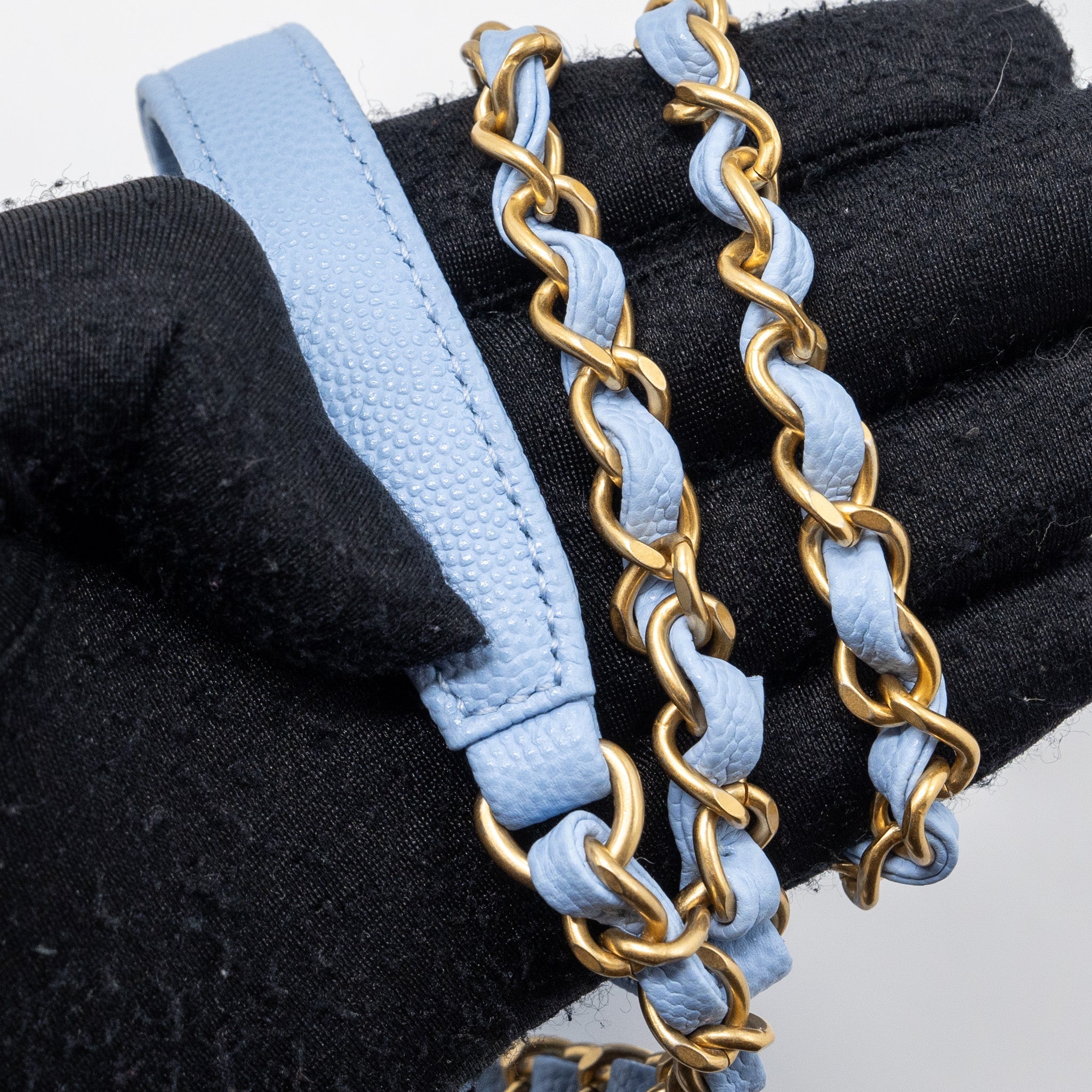 CHANEL 23C SMALL HOBO BAG CAVIAR LIGHT BLUE GHW(MICROCHIP)