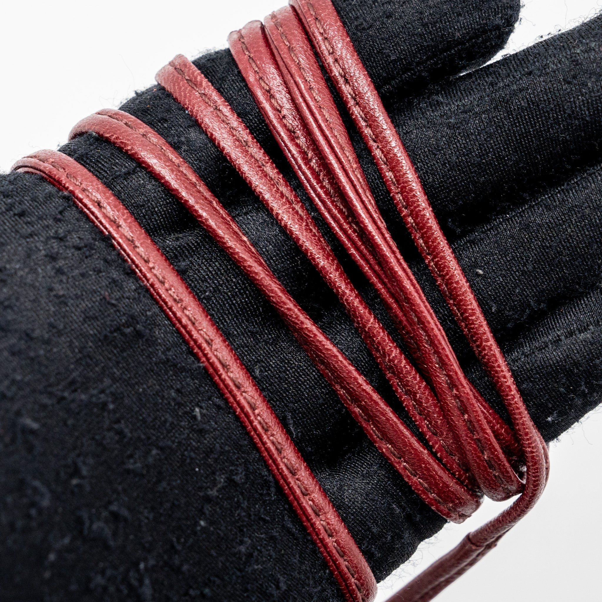 BOTTEGA VENETA MINI POUCH LAMBSKIN DARK RED GHW
