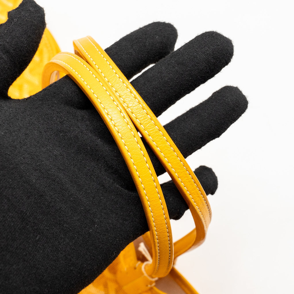 GOYARD SAINT LOUIS PM TOTE BAG GOYARDINE CANVAS/CALFSKIN LEATHER YELLOW SHW