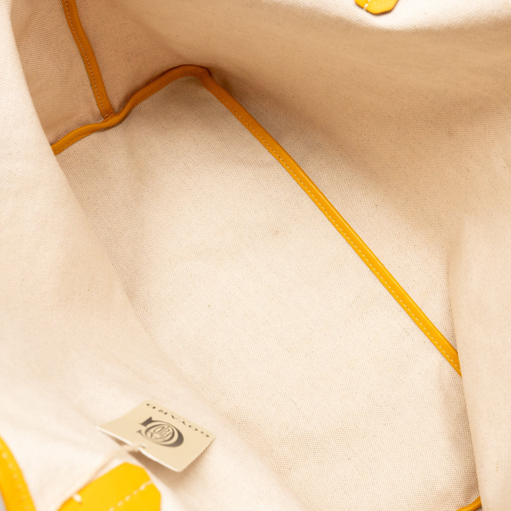 GOYARD SAINT LOUIS PM TOTE BAG GOYARDINE CANVAS/CALFSKIN LEATHER YELLOW SHW