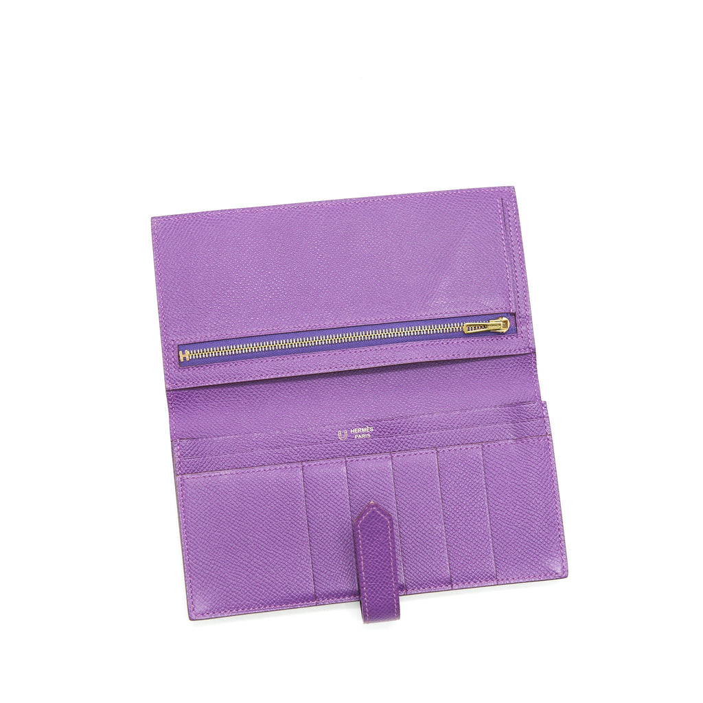 HERMES BEARN LONG WALLET PURPLE GHW