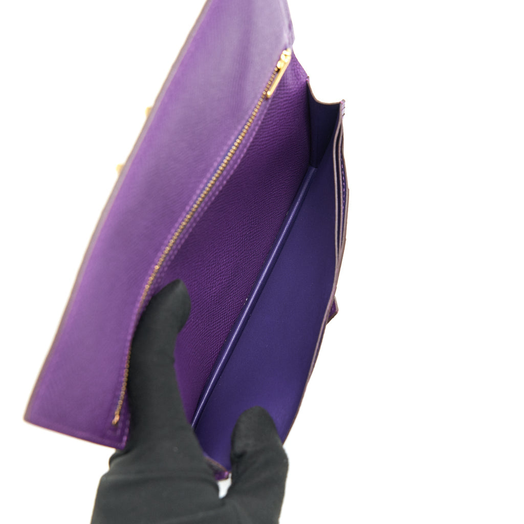 HERMES BEARN LONG WALLET PURPLE GHW