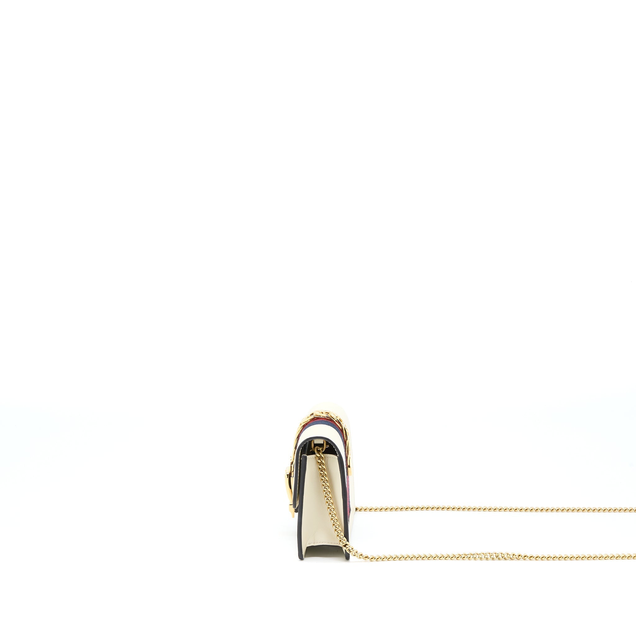 GUCCI SYLVIE MINI CHAIN BAG CALFSKIN WHITE GHW