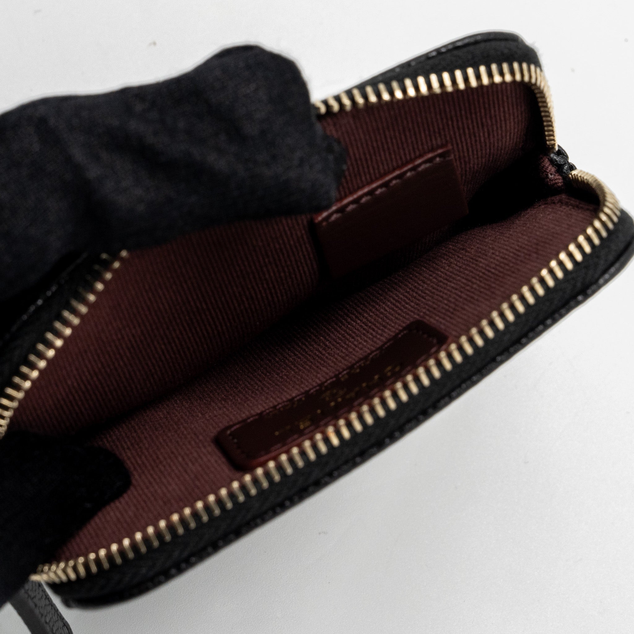 CHANEL SQUARE ZIPPER POUCH CARD HOLDER CAVIAR BLACK LGHW (MICROCHIP)