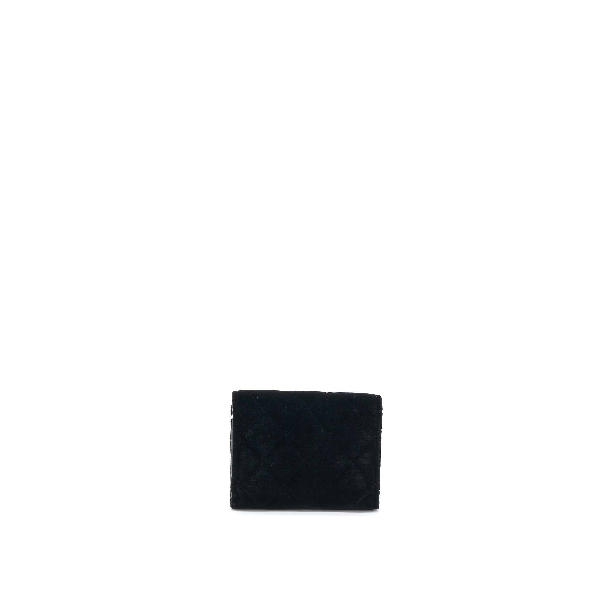 CHANEL 21A FLAP CARD HOLDER VELVET BLACK LGHW